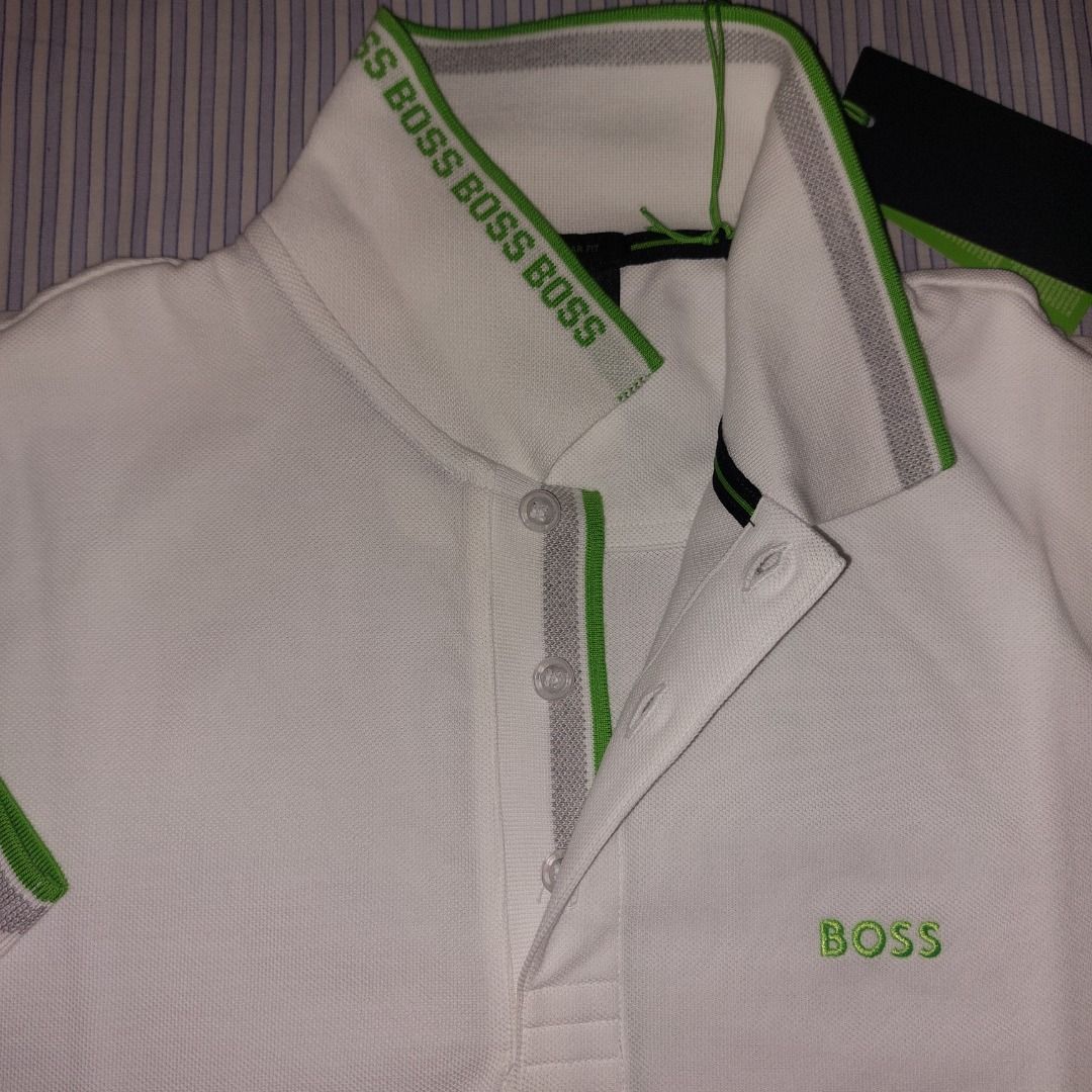 Boss Men's Paddy Polo Shirt, White, Medium (Category: Formal Shirts) located in Antipolo. Submitted by cyknap2001 (Listing ID 1467305731, Image 3). Description: Boss Men's Paddy Polo Shirt, White Size Medium on tags, actual is 20"x28" 100% Cotton for comfort MOP - payment first sa gcash .