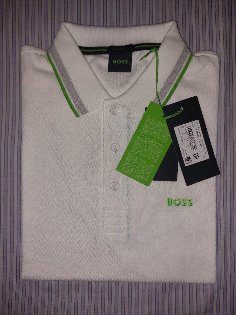 Boss Men's Paddy Polo Shirt, White, Medium (Category: Formal Shirts) located in Antipolo. Submitted by cyknap2001 (Listing ID 1467305731, Image 1). Description: Boss Men's Paddy Polo Shirt, White Size Medium on tags, actual is 20"x28" 100% Cotton for comfort MOP - payment first sa gcash .