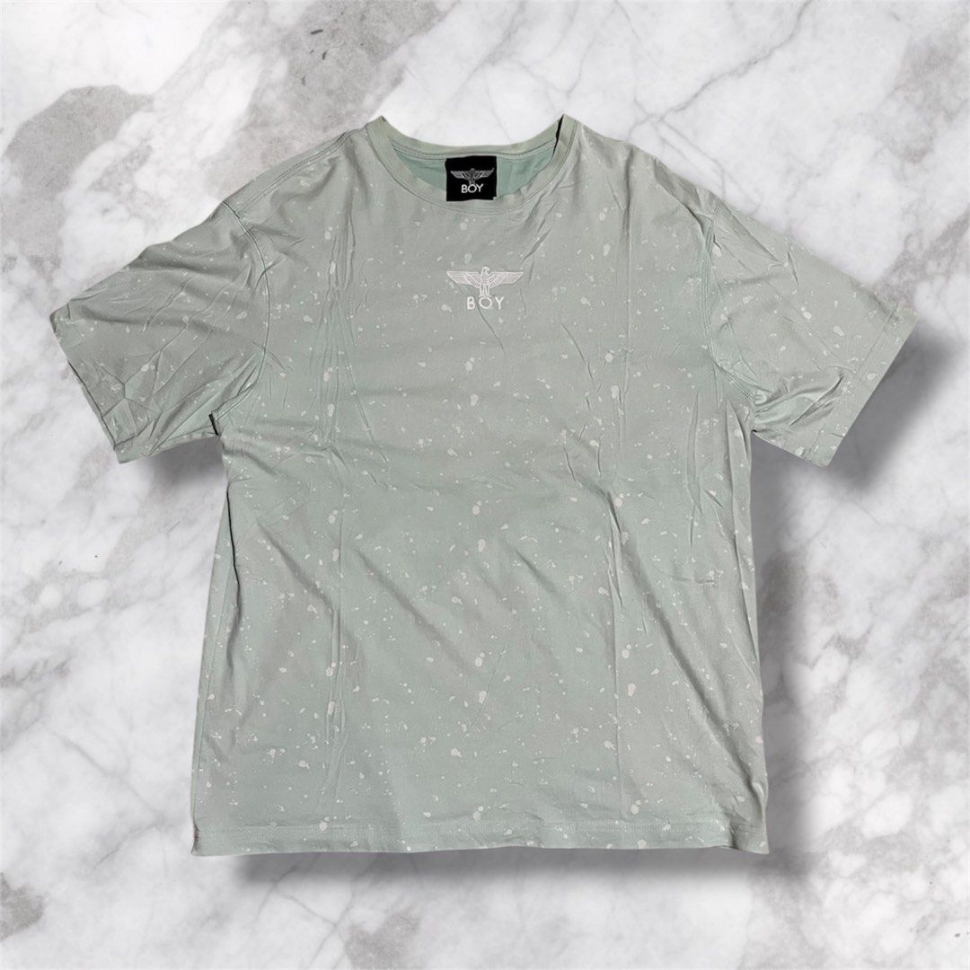 BOY London Paint Splatter Embroided Eagle Tee (Category: Tshirts & Polo Shirts ) located in Baguio. Submitted by nifty.grails (Listing ID 1467320624, Image 1). Description: W: 22 L: 29 - Small central white embroidered BOY London eagle logo on the chest. - Large white embroidered eagle logo spanning across the back. - No Issues - Washed and ready to wear.