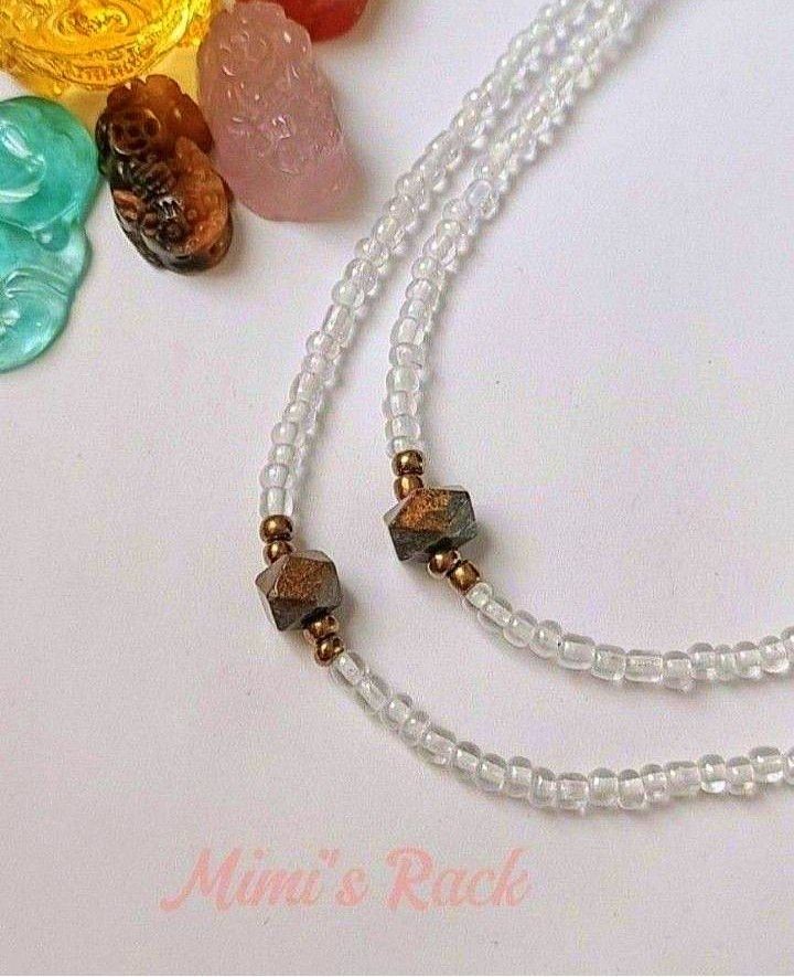 Bronzite Diamond Cut in Clear Seed Beads Necklace (Category: Necklaces) located in Taguig. Submitted by mimisrack (Listing ID 1467189595, Image 3). Description: 🤎🛡️ Protection – traditionally associated with warding off negative energy and promoting a sense of security. 🌿 Grounding & stability – linked with feeling centered, balanced, and steady. 💪 Confidence & courage – associated with self-assurance, bravery, and inner strength. 🧘🏻‍♀️ Emo