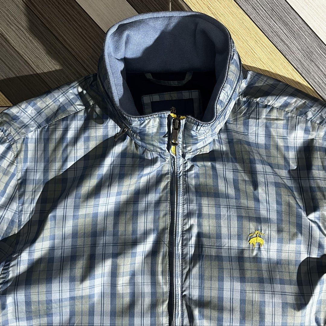 Brooks Brothers Plaid Full-Zip Harrington Bomber Jacket (Category: Coats, Jackets and Outerwear) located in Daraga. Submitted by th3cliquejunks (Listing ID 1467263724, Image 2). Description: Brooks Brothers Plaid Full-Zip Harrington Bomber Jacket Tagged Size: Small Condition: 9.5/10 No major flaw Packable Hood Measurement: Pit to pit: 22” Length: 25” - 3,000 Dm!.