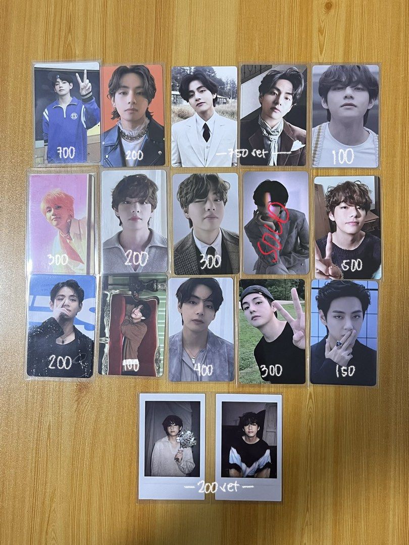 BTS TAEHYUNG V PHOTOCARDS PC (Category: K-Wave Merchandise) located in Mandaluyong City. Submitted by bluevinyl (Listing ID 1467176856, Image 2). Description: - prices on the pic - onhand - x sensi, impatient, no rush shipping - slightly nego if sure buyer mop: gcash/gotyme mod: j&t / same day delivery loc: mandaluyong.