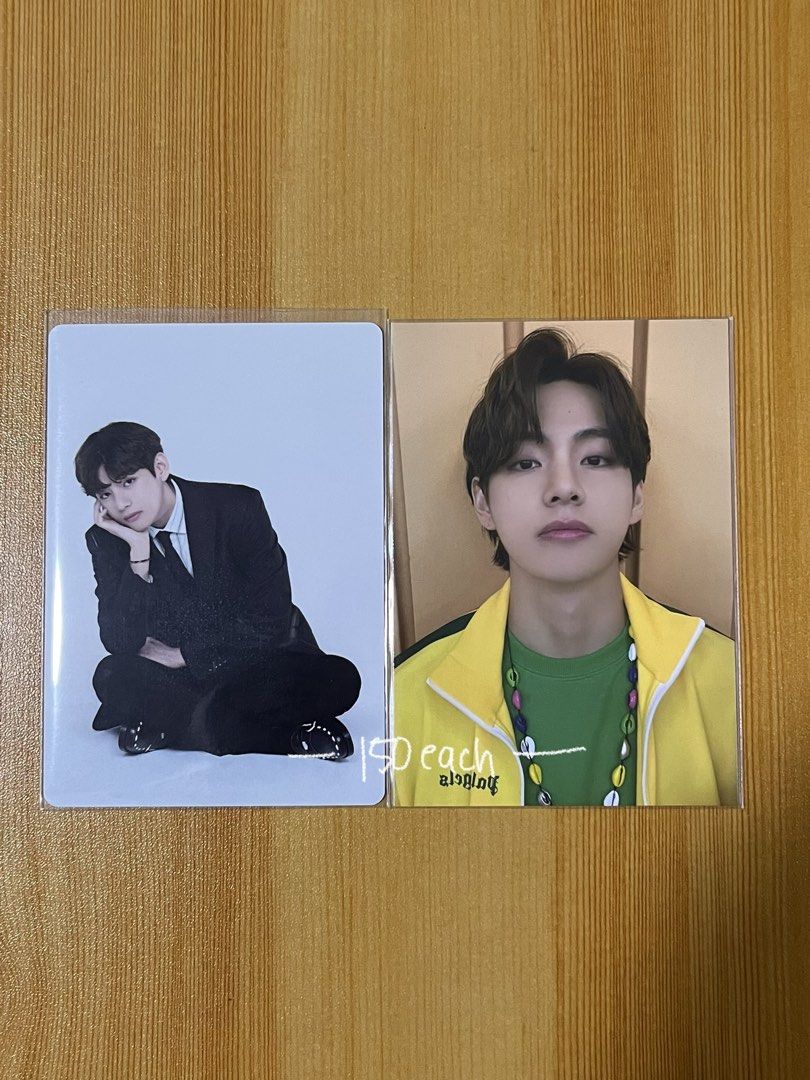 BTS TAEHYUNG V PHOTOCARDS PC (Category: K-Wave Merchandise) located in Mandaluyong City. Submitted by bluevinyl (Listing ID 1467176856, Image 3). Description: - prices on the pic - onhand - x sensi, impatient, no rush shipping - slightly nego if sure buyer mop: gcash/gotyme mod: j&t / same day delivery loc: mandaluyong.