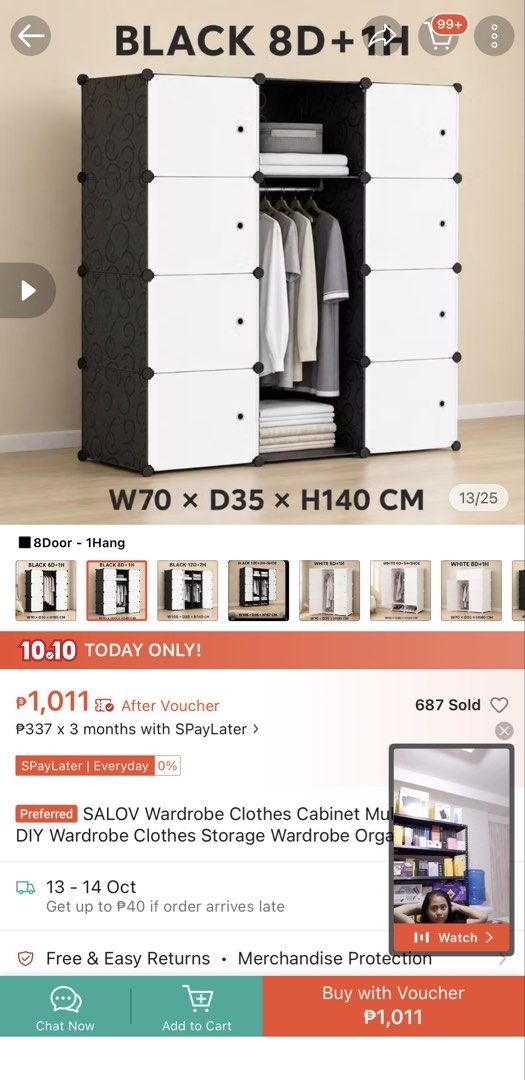 Buildable clothes organizer (Category: Storage Boxes & Baskets) located in Manila. Submitted by god.134340 (Listing ID 1467333236, Image 1). Description: 8 door with hanging clothes Used but not abuse No Cod Jnt & lalamove only .