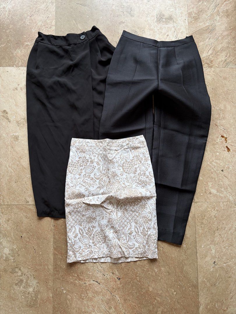[BUNDLE SALE] Women’s Assorted Bottoms Bundle, Rai (Category: Other Bottoms) located in Quezon City. Submitted by tidyup.lara (Listing ID 1467317980, Image 1). Description: *give away price, no further inquiries Buy all in photo for PHP 100 Best fits S-M frames Individual photos and descriptions posted in our page Brand/s: Essenxa, Paolo Miguel General condition 8/10: used but in good condition .