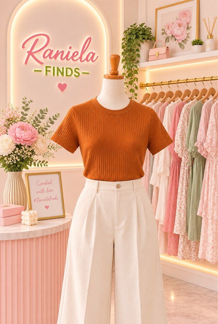 Burnt-Orange Ribbed T-Shirt (Category: Shirts) located in Quezon City. Submitted by ranielafinds (Listing ID 1440538395, Image 1). Description: 🧡 Cozy & Casual Aesthetic 🧡 A cozy ribbed T-shirt in a warm burnt-orange shade, perfect for creating effortless, stylish looks! Its classic design makes it easy to pair with your favorite bottoms for a chic yet comfortable everyday outfit. ✨ Details: * Color: Burnt Orange 🧡 * Design: Classic crew neck 