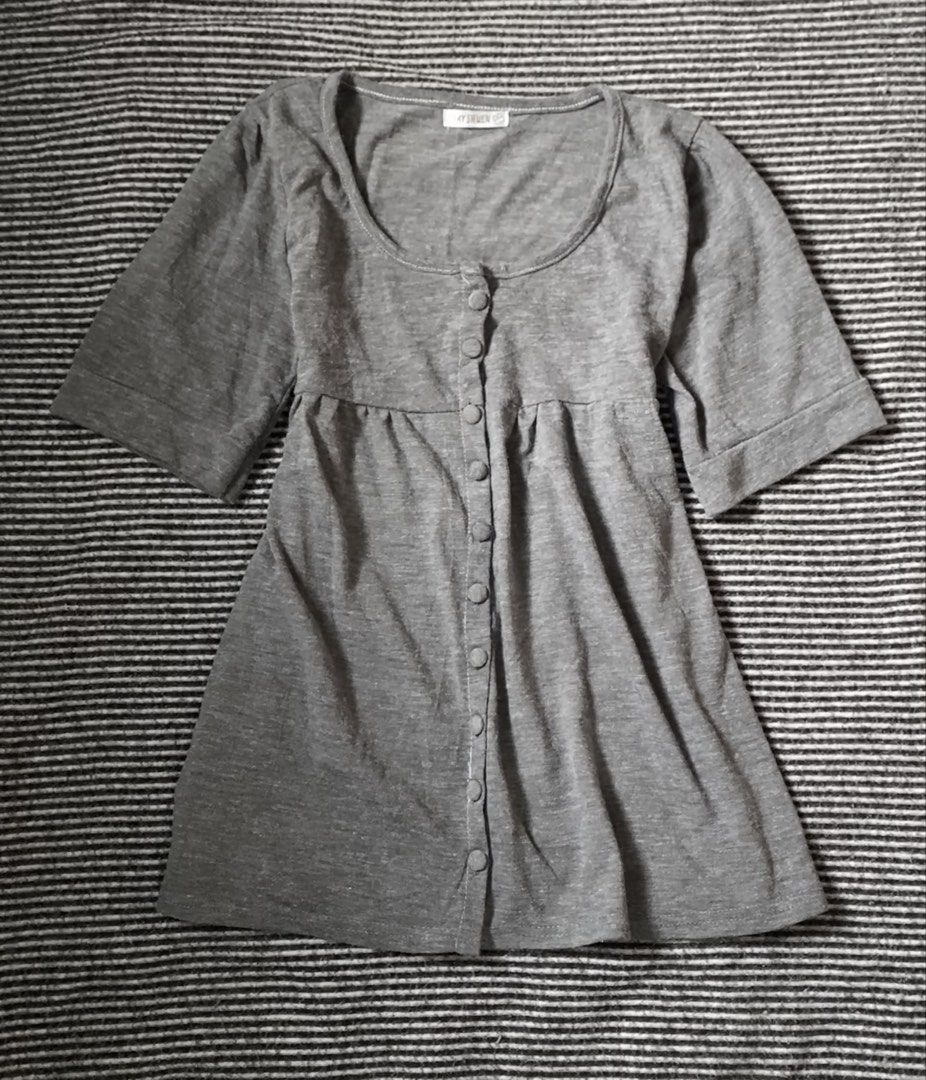 Button-Down babydoll top (Category: Blouses) located in Manila. Submitted by fluttershart (Listing ID 1467225302, Image 1). Description: Size: M-L button down can be worn as mini dress for s size not for maselan skin (kind of wool type ang fabric).