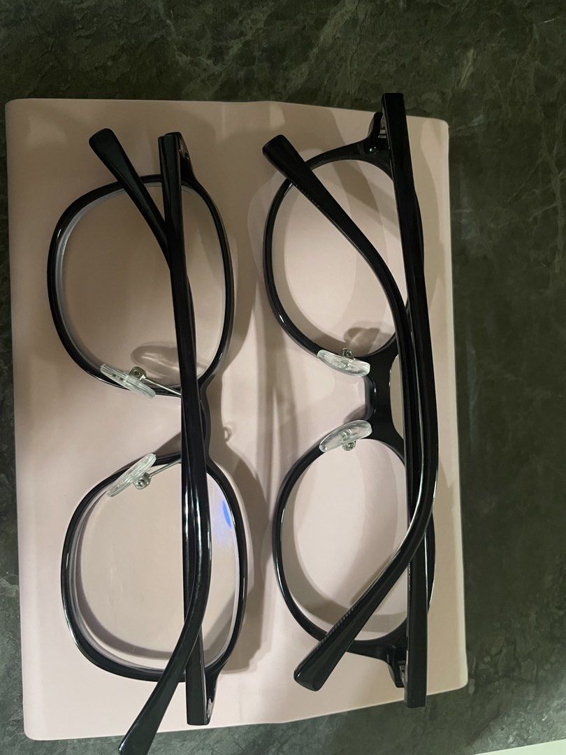 BUY 2 FOR 600 High quality Korean Frames (Category: Sunglasses & Eyewear) located in Bocaue. Submitted by tweyntininee (Listing ID 1467282033, Image 2). Description: - Style: Classic black round frames with full-rim plastic design - Features: Adjustable nose pads for comfortable wear and clean lenses - Details: Cool printed text on the arms near the temples - Flexibility: Available to buy as a set of two or separately - Condition: Clean and ready