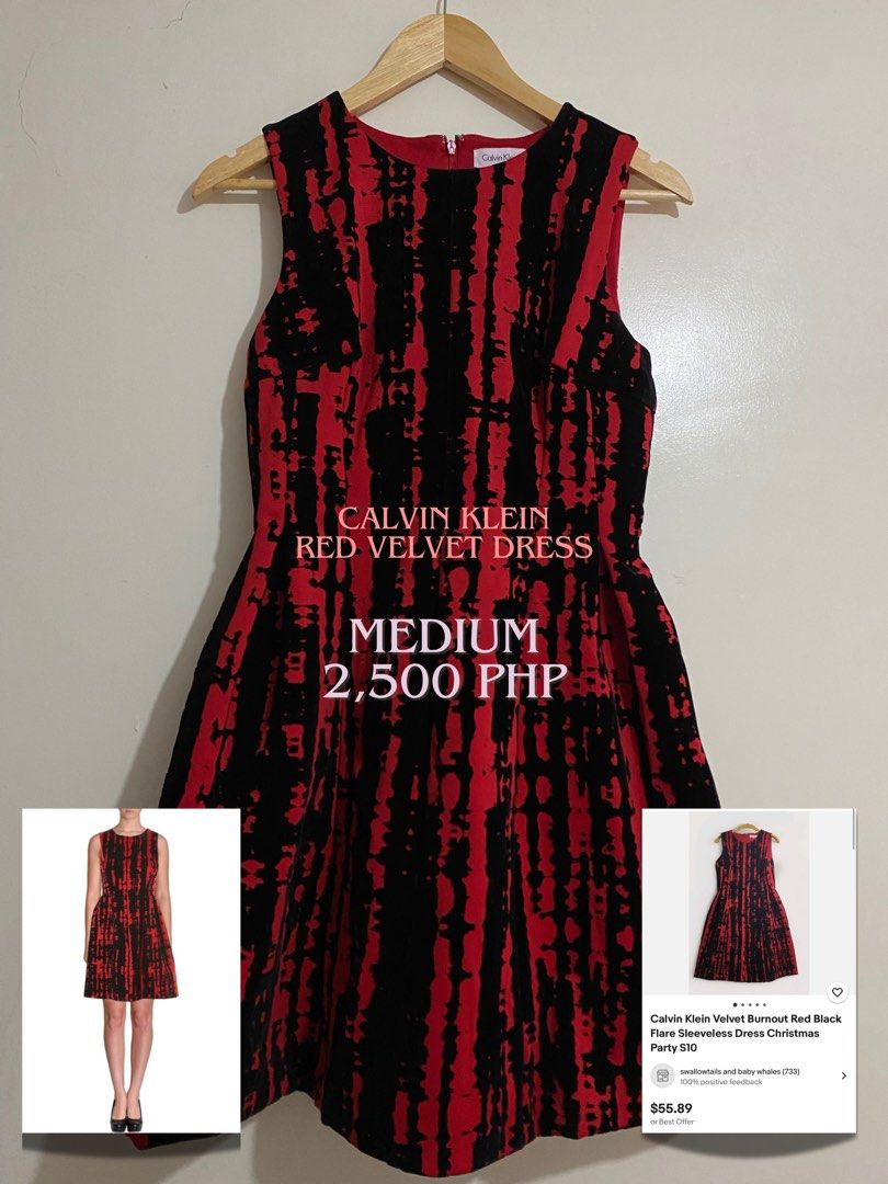 Calvin Klein Red Velvet Dress - Medium (Category: Dresses) located in General Trias. Submitted by hiraethcullen (Listing ID 1467282928, Image 2). Description: - Medium - Like new - Natago lang sa storage 📍General Trias Cavite Direct JNT or Lalamove .