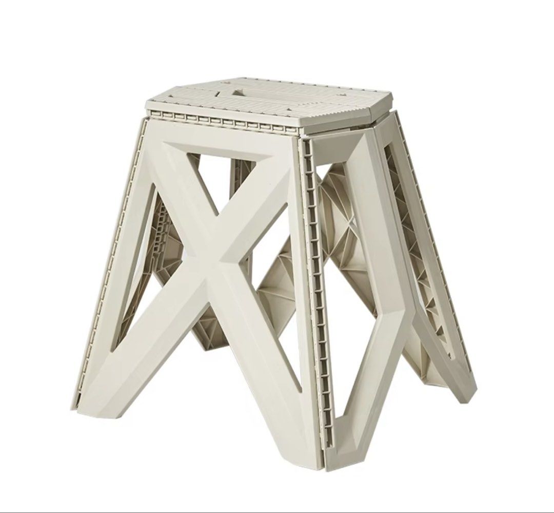 camping chair/Portable Plastic Foldable Chair Stool (Category: Chairs) located in Manila. Submitted by wilfred999999 (Listing ID 1467302389, Image 2). Description: - Versatile beige plastic foldable chair - Ideal for camping, outdoor activities, or extra home seating - Sturdy X-frame design supports heavy loads - Folds flat in seconds with a built-in carry handle - Compact and easy to store in tight spaces - Neutral color complements any setup.