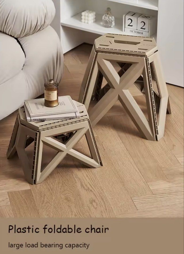 camping chair/Portable Plastic Foldable Chair Stool (Category: Chairs) located in Manila. Submitted by wilfred999999 (Listing ID 1467302389, Image 1). Description: - Versatile beige plastic foldable chair - Ideal for camping, outdoor activities, or extra home seating - Sturdy X-frame design supports heavy loads - Folds flat in seconds with a built-in carry handle - Compact and easy to store in tight spaces - Neutral color complements any setup.