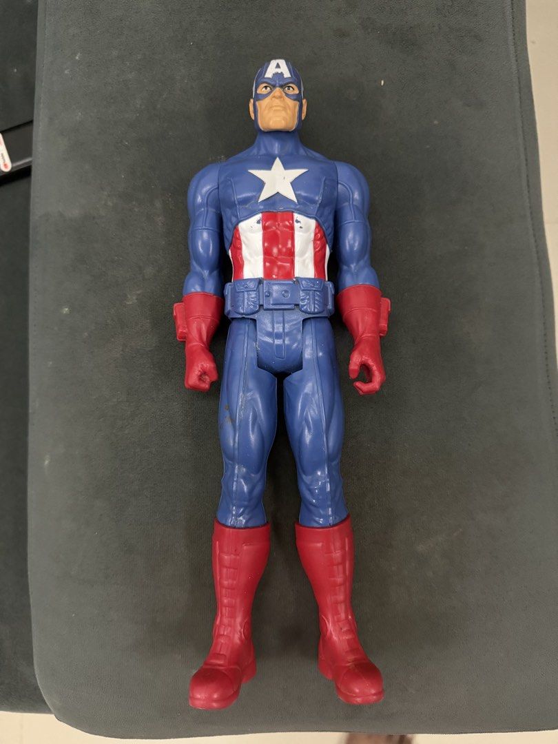 Captain America Action Figure (Category: Figurines & Statues) located in Lipa City. Submitted by cokelight11 (Listing ID 1467314941, Image 1). Description: Captain America Action Figure Classic piece Hasbro dated 2013 Issue:Minimal paint chipping on the helmet and chest Joints are tight Great addition for any Marvel fan or kids' toy collection.