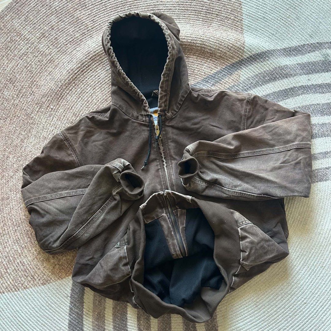 Carhartt J25 DNB Duck Active Jacket Extra Large Regular (Category: Coats, Jackets and Outerwear) located in Manila. Submitted by marx_g (Listing ID 1467357875, Image 2). Description: - Brand: Carhartt - Style: Duck active jacket with mesh lining - Color: Brown with a great natural fade - Features: Attached hood with drawstrings, front zipper closure, ribbed cuffs and hem - Detail: Embroidered 'Walker Service Electric, Inc.' text on the chest - Co