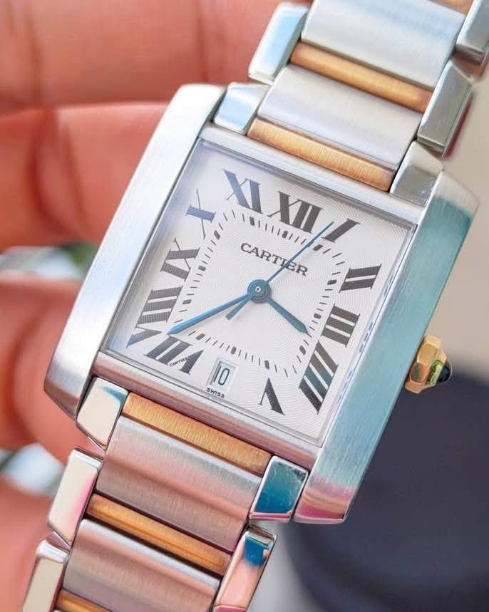 CARTIER TANK FRANÇAISE LARGE TWO-TONE AUTOMATIC (Category: Luxury Watches) located in Manila. Submitted by kristinepenafiel (Listing ID 1467320798, Image 1). Description: CARTIER TANK FRANÇAISE LARGE TWO-TONE AUTOMATIC 💰 ₱268,000 18K Yellow Gold & Steel Model: W51005Q4 | 32mm × 28mm Automatic Movement Condition: 9/10 White Roman Dial 📍 Viewing by appointment at our Eastwood Showroom, Le Grand Tower 2. DM for serious inquiries 📩 .