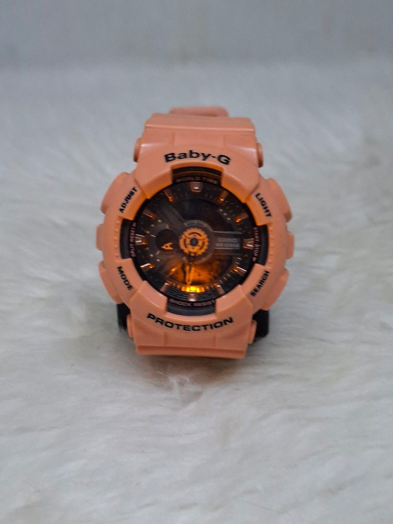 Casio Baby-G BA-111 pink (Category: Women's Watches) located in Manila. Submitted by jonrick.co (Listing ID 1467302994, Image 2). Description: - Authentic Casio Baby-G watch in trendy soft orange - Analog and digital display with elegant rose gold hands and markers - Tough shock-resistant construction for everyday durability - 10 bar (100 meters) water resistance - World time function for travelers - Comfortable resin strap with a secure stainles