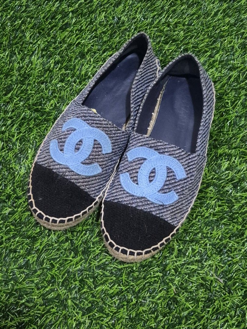Chanel Denim Espadrilles Size: EU 38 (Category: Flats & Sandals) located in Antipolo. Submitted by saribymonica (Listing ID 1467312088, Image 1). Description: Chanel Denim Espadrilles Size EU 38 Shoes only Slightly negotiable.