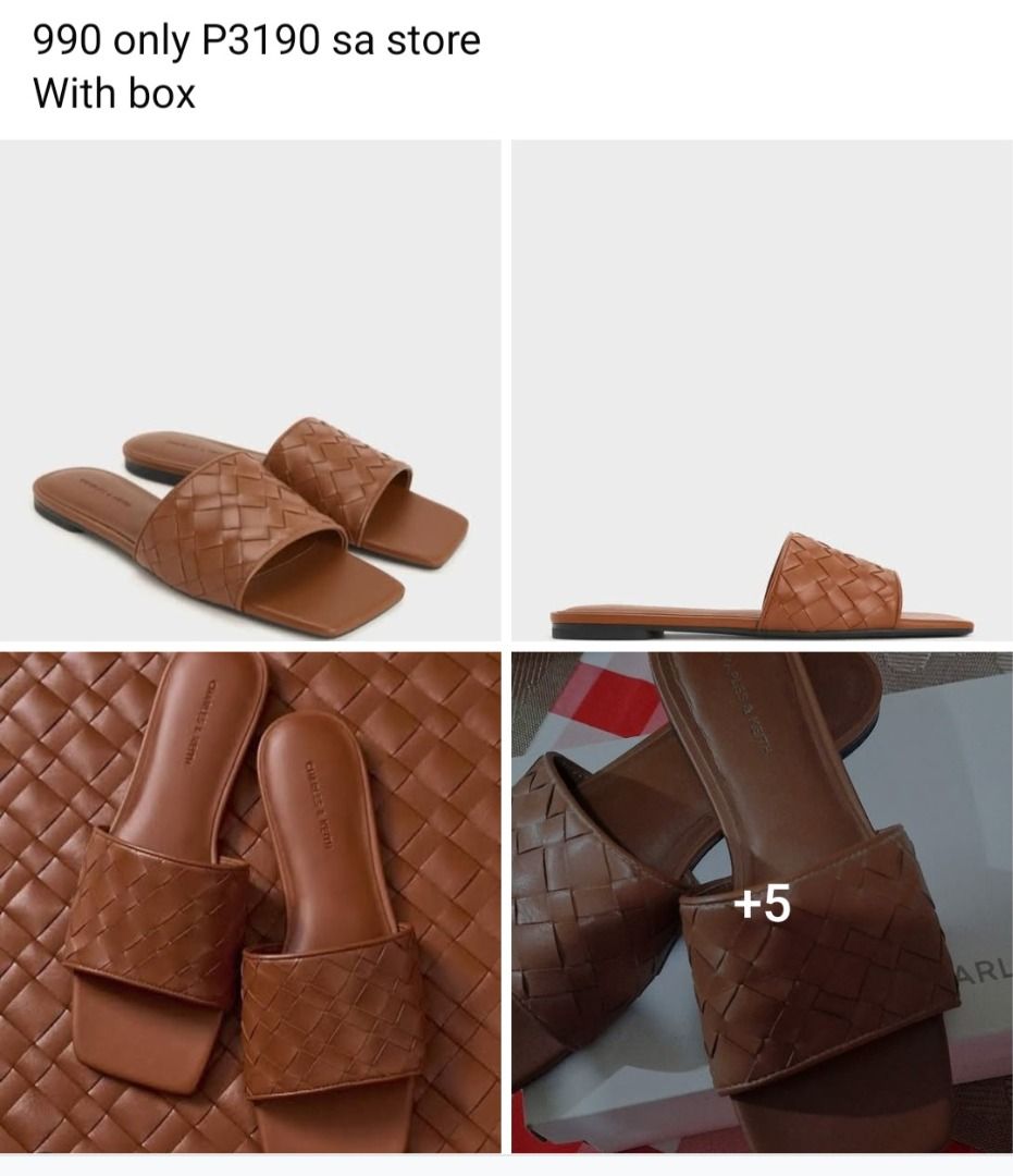 Charles & Keith Woven Slide Sandals Brown (Category: Flats & Sandals) located in Manila. Submitted by katkween23 (Listing ID 1467193188, Image 1). Description: - Color/Design: Chic tan brown with a trendy woven texture - Toe Shape: Modern square toe - Sole: Comfortable flat sole - Inclusions: Comes with original box - Retail Price: ₱3,190 in-store - Our Price: Only ₱990 (Huge savings!) - Condition: Brand new and ready to ship.