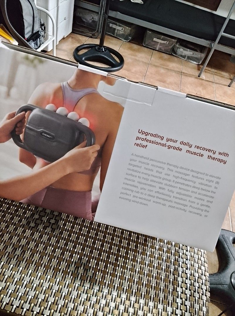Cherry PH Octa Pod Fascia Massager (Category: Massage Devices) located in Makati City. Submitted by kervstaniegra (Listing ID 1467235591, Image 2). Description: - Handheld percussive therapy device for fast muscle recovery and tension relief - Comes with 8 targeted massage heads for different muscle groups - Customizable experience with 9 massage modes and 9 intensity levels - Built-in 1800mAh battery with up to 70 minutes of continuous use - Con