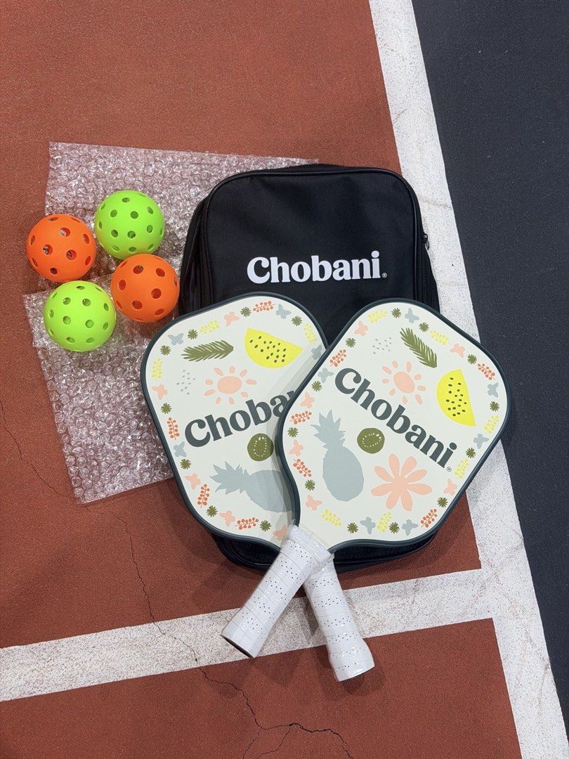 CHOBANI PICKLEBALL PADDLE (2pcs paddle with 4pcs pickle ball) (Category: Racket and Ball Sports) located in Quezon City. Submitted by mikxscollections (Listing ID 1467209841, Image 1). Description: CHOBANI PICKLEBALL PADDLE NEW NEVER BEEN USED -beginner friendly -2pcs paddle -with 4pcs pickle ball -with bag RFS: Extra. I have my own paddle SOLD AS SET .