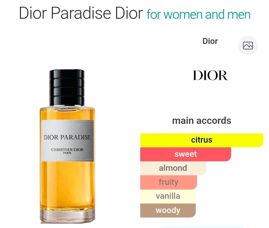 Christian Dior Paradise Eau de Parfum (Category: Fragrance & Deodorants) located in Makati City. Submitted by declutternow_85 (Listing ID 1467231363, Image 2). Description: 100ml Bought from Macau Authentic - return if proven fake Juice level as see in picture No lowballing please 📍Makati.