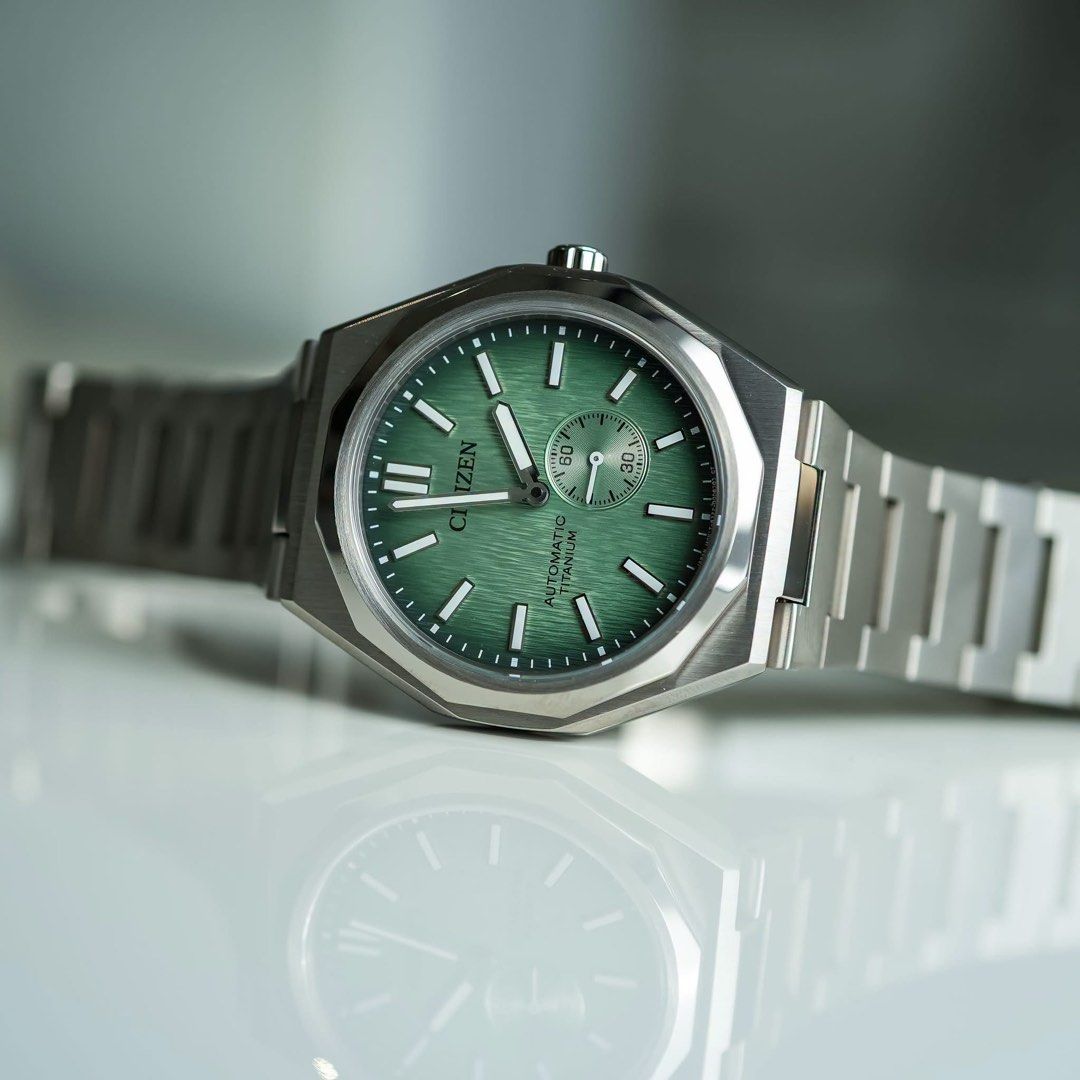 Citizen Zenshin 60 NK5020-58X (Category: Men's Watches) located in Manila. Submitted by seikowatchfactory (Listing ID 1467314199, Image 3). Description: Model: NK5020-58X Price: 23995 pesos Specifications: Caliber 8322 Automatic Movement Super Titanium Case and Bracelet Case Diameter: 40.5mm Case Thickness: 11.3mm Weight: 100g Gradient Green Dial 100m Water Resistance Approx. 60 hours Power Reserve Sapphire Glass Seller is Authorized Dealer of Ja