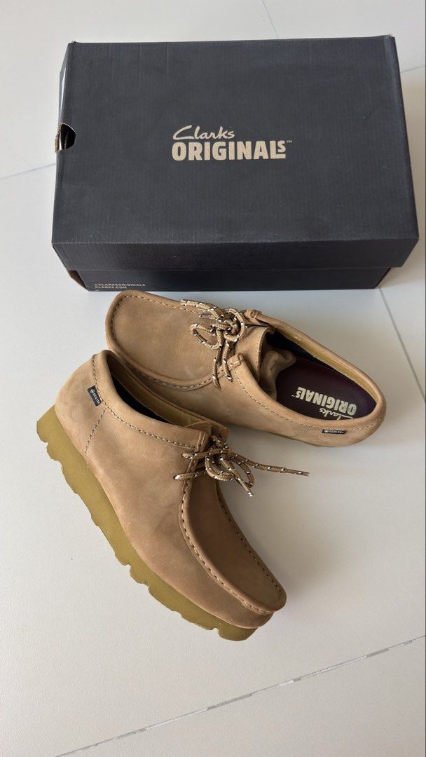 CLARKS Wallabee GTX Oak Moss (Category: Casual Shoes) located in Quezon City. Submitted by curatedbyenzo (Listing ID 1467198184, Image 3). Description: Good as new Size 8.5 US (fits 8.5-9 men’s) Used 2x only Complete with box and extra laces Php 7,500 From Atmos PH.