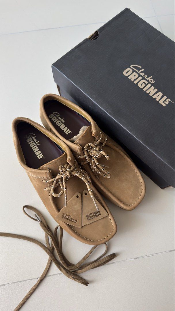 CLARKS Wallabee GTX Oak Moss (Category: Casual Shoes) located in Quezon City. Submitted by curatedbyenzo (Listing ID 1467198184, Image 1). Description: Good as new Size 8.5 US (fits 8.5-9 men’s) Used 2x only Complete with box and extra laces Php 7,500 From Atmos PH.