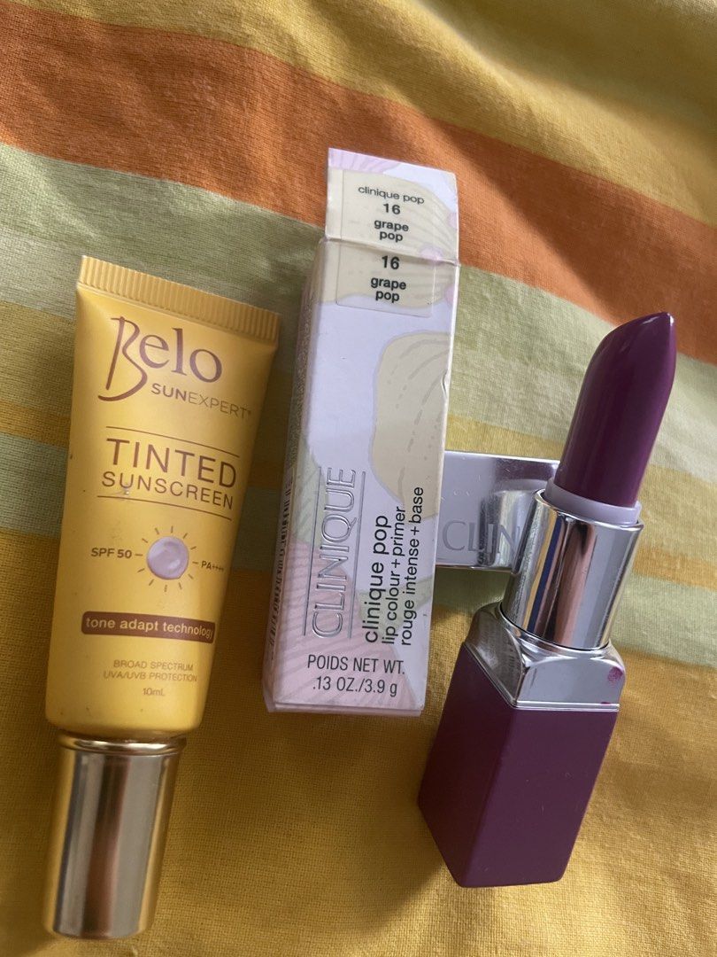 Clinique lipstick grape pop16 (Category: Makeup) located in Manila. Submitted by yangcosmetics (Listing ID 1467180948, Image 3). Description: Bundle freebie ko na belo tinted 500 for both Bnew original Shipping via j&t or lalamove.
