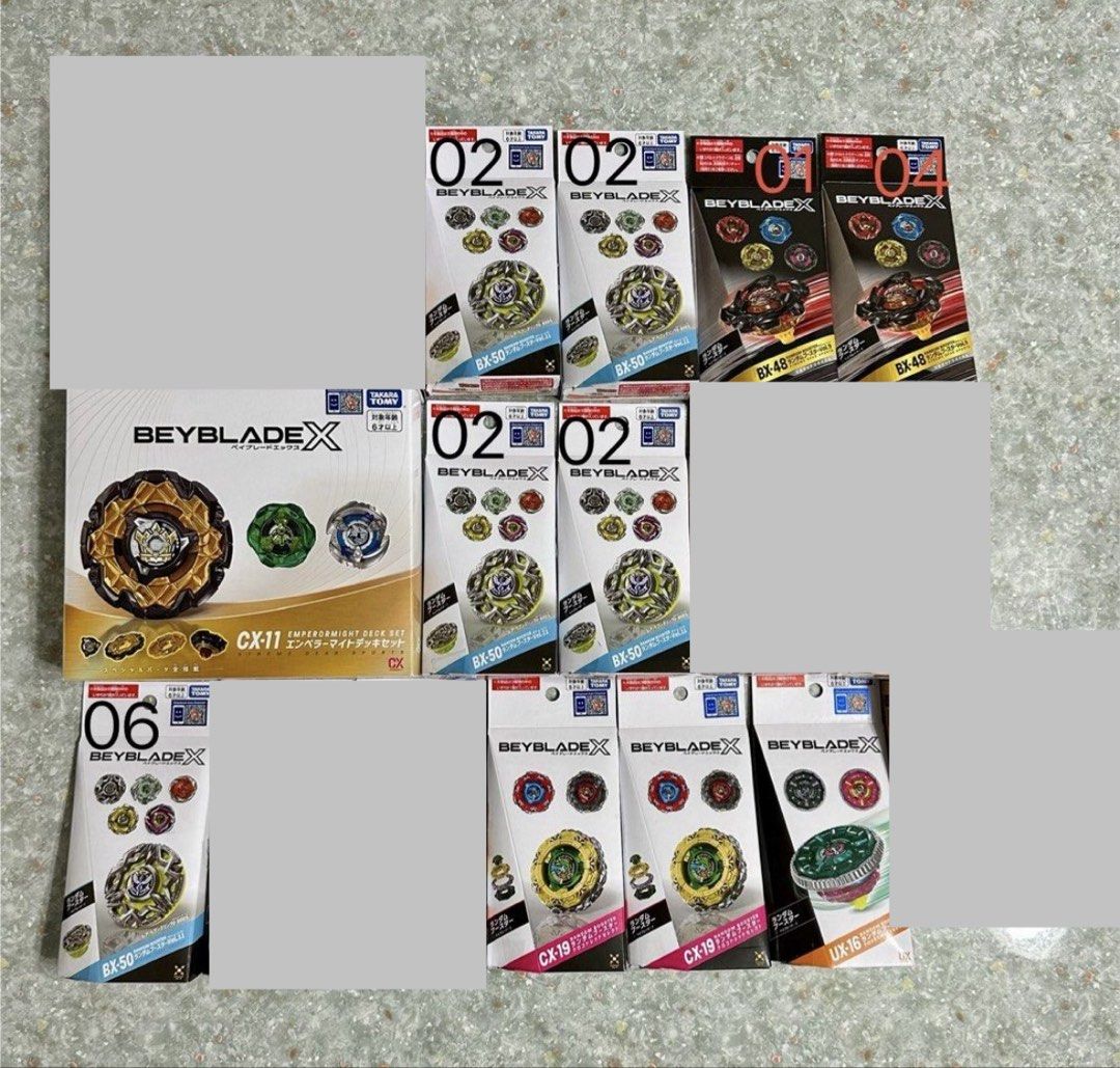 全新港版有code 爆旋陀螺X Beyblade X CX-11 BX-50 確認款02 06 BX-48確認款01 04 CX-19 UX-16 CX-00 CX-09 （分類：動作及對戰玩具）位於 Hong Kong。 由 gg0123 提交（商品編號 1467156003，圖片 1）。簡介： 全部全新未拆，多要優先 抽包只拆開檢查款式(除左cx-19&ux-16未拆) CX11 $300 BX50-02 $180@1 BX50-06 $90 BX48-01 $220 BX48-04 $75 CX19 $130@1 UX16 $120 CX09 $130。