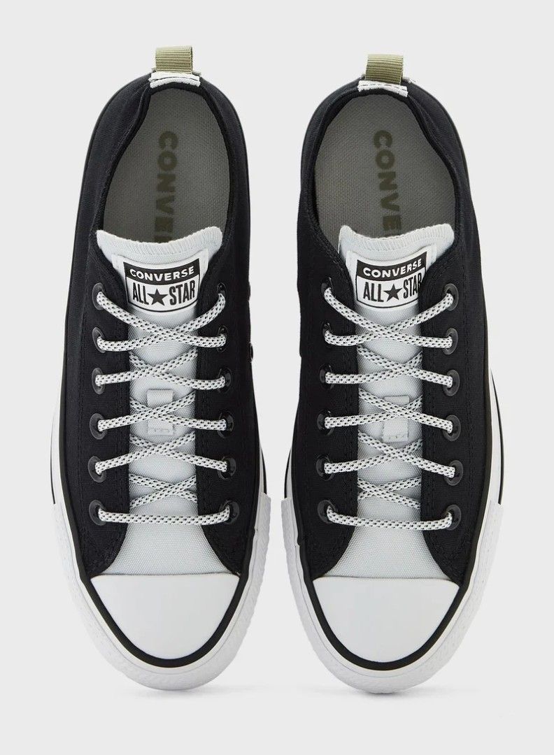 Converse All Star Black White Low Top Sneakers (Category: Sneakers) located in Pateros City. Submitted by antznpants (Listing ID 1467182879, Image 1). Description: Converse Chuck Taylor Alt Star Ox - Brand: Converse All Star Low Top - Color: Black and White - Size: US 12 / UK 12 / EUR 46.5 / CM 30.5 - Condition: Very clean, minimal wear on soles - Features: Textile upper, unique patterned laces, heel pull tabs, classic rubber toe caps - Style: Gr