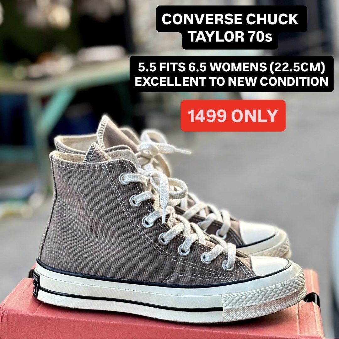 Converse Chuck Taylor 70s High Top Brown (Category: Sneakers) located in San Fernando. Submitted by kickslocker (Listing ID 1467207882, Image 1). Description: - Brand: Converse Chuck Taylor 70s High Top - Color: Brown with white laces - Size: Men's 5.5 / Women's 6.5 (22.5cm) - Condition: Excellent, minimal wear on soles, crisp treads - Inclusions: Comes with original red Converse shoebox - Environment: Clean, smoke-free home.