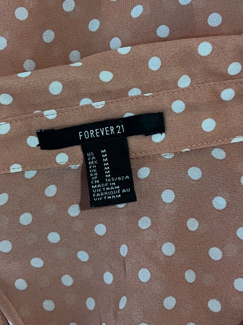 Coral pink polka dot tie front top (Category: Blouses) located in Las Pinas. Submitted by jilanah (Listing ID 1467355063, Image 2). Description: .