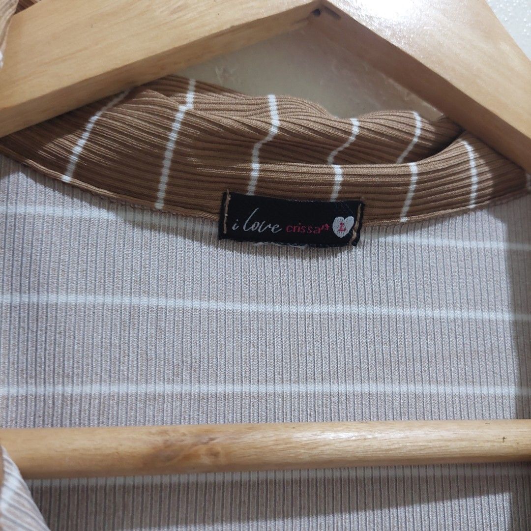 Crisa Polo Top (Category: Blouses) located in Governor Generoso. Submitted by cma_rarefitph (Listing ID 1467176717, Image 3). Description: Brown Stripe Polo Top.