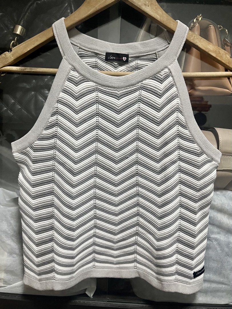 Crissa Sleeveless knit bundle tops (Category: Sleeveless) located in Quezon City. Submitted by madshoppe (Listing ID 1467255497, Image 2). Description: Bundle brown and gray stripes Fit small to med No flaws.