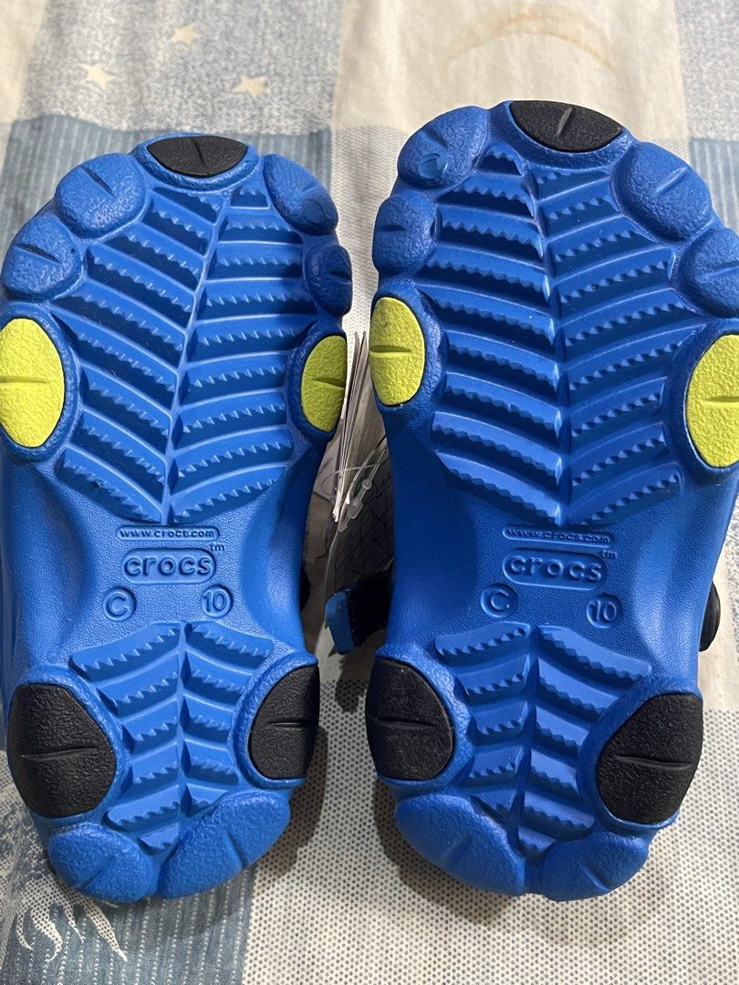 Crocs Classic All Terrain Clog Blue Lime Size C10 (Category: Babies & Kids Fashion) located in Santa Rosa. Submitted by jjj_aaa (Listing ID 1467180074, Image 3). Description: - Brand: Crocs Classic All Terrain Clog - Color: Bright blue with lime green adjustable heel straps - Size: Kids C10 / EUR 27-28 / UK c10 / US c10 - Condition: Brand new with original tags attached, never worn 📍Sta. Rosa, Laguna.