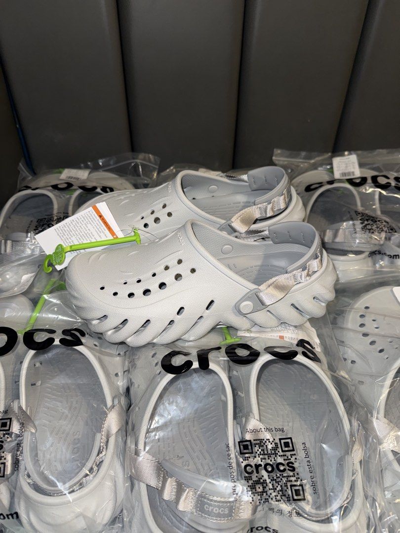 Crocs Echo Clog - Grey and Black (Category: Slippers & Slides) located in Pasig City. Submitted by misyeloroceo13 (Listing ID 1467179488, Image 2). Description: Crocs Echo Clog “Atmosphere” Available Sizes:6, 7, 9 mens ₱2495 each ❌₱4495 SRP❌ Crocs Echo Clog “Black” Available Sizes: 4, 5 mens ₱2495 each ❌₱4495 SRP❌ money back if proven fake 📍Pasig City.