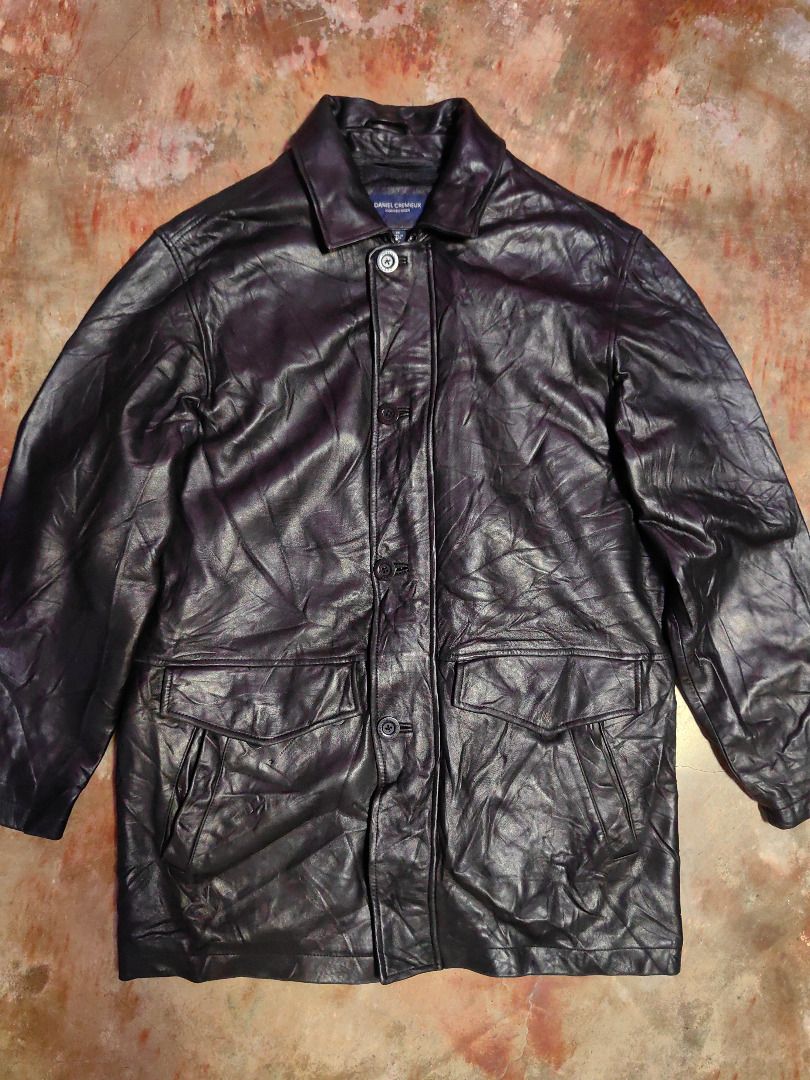 Daniel Cremieux Leather Jacket Size M (Category: Coats, Jackets and Outerwear) located in Tarlac. Submitted by jeremiah.curator.2026 (Listing ID 1467215639, Image 2). Description: - Brand: Daniel Cremieux - Size: Medium (M) - Material: 100% Genuine leather with natural textured grain - Color: Rich dark hue - Closure: Full zipper with front button placket overlay - Pockets: Dual large flap pockets with hidden slip pockets underneath - Cuffs: Butto