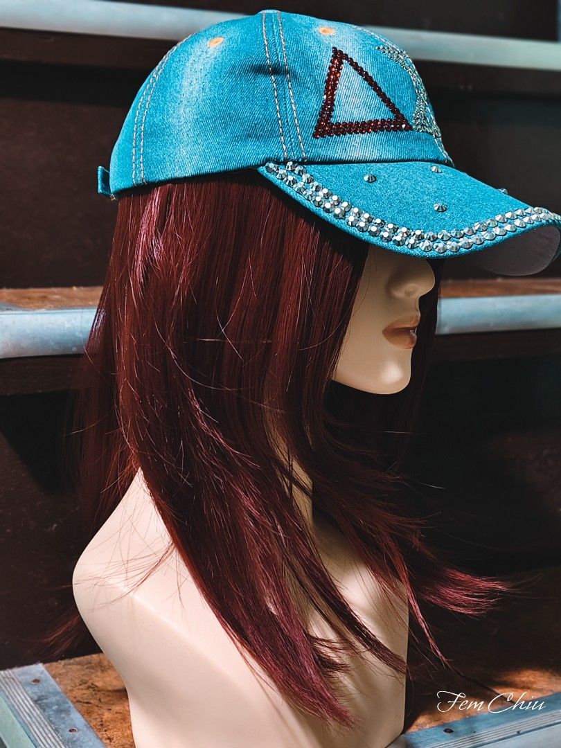 Denim cap with gemstones kpop inspired hat (Category: Hair Accessories) located in Pateros City. Submitted by soshifem (Listing ID 1467346635, Image 2). Description: no flaws.