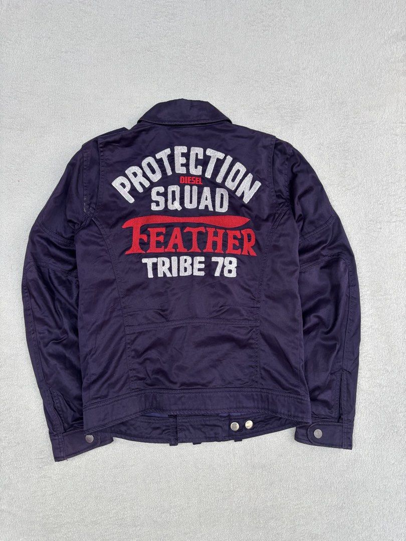 Diesel Cotton Biker With Embroidery Back Hit (Category: Coats, Jackets and Outerwear) located in Baguio. Submitted by thecollector2600 (Listing ID 1467361995, Image 2). Description: Excellent Medium fit Pit to pit- 20” Length-23” Shoulders-17” Sleeves-23.5 Colorway: Purple Blue.