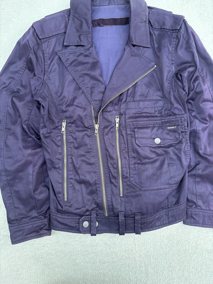 Diesel Cotton Biker With Embroidery Back Hit (Category: Coats, Jackets and Outerwear) located in Baguio. Submitted by thecollector2600 (Listing ID 1467361995, Image 3). Description: Excellent Medium fit Pit to pit- 20” Length-23” Shoulders-17” Sleeves-23.5 Colorway: Purple Blue.