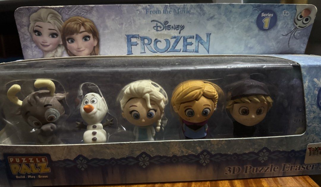 Disney Frozen 3D Puzzle Eraser Set (Category: Board Games & Puzzles) located in San Pedro. Submitted by pageturner19 (Listing ID 1467177266, Image 1). Description: Unused, w/ old box.