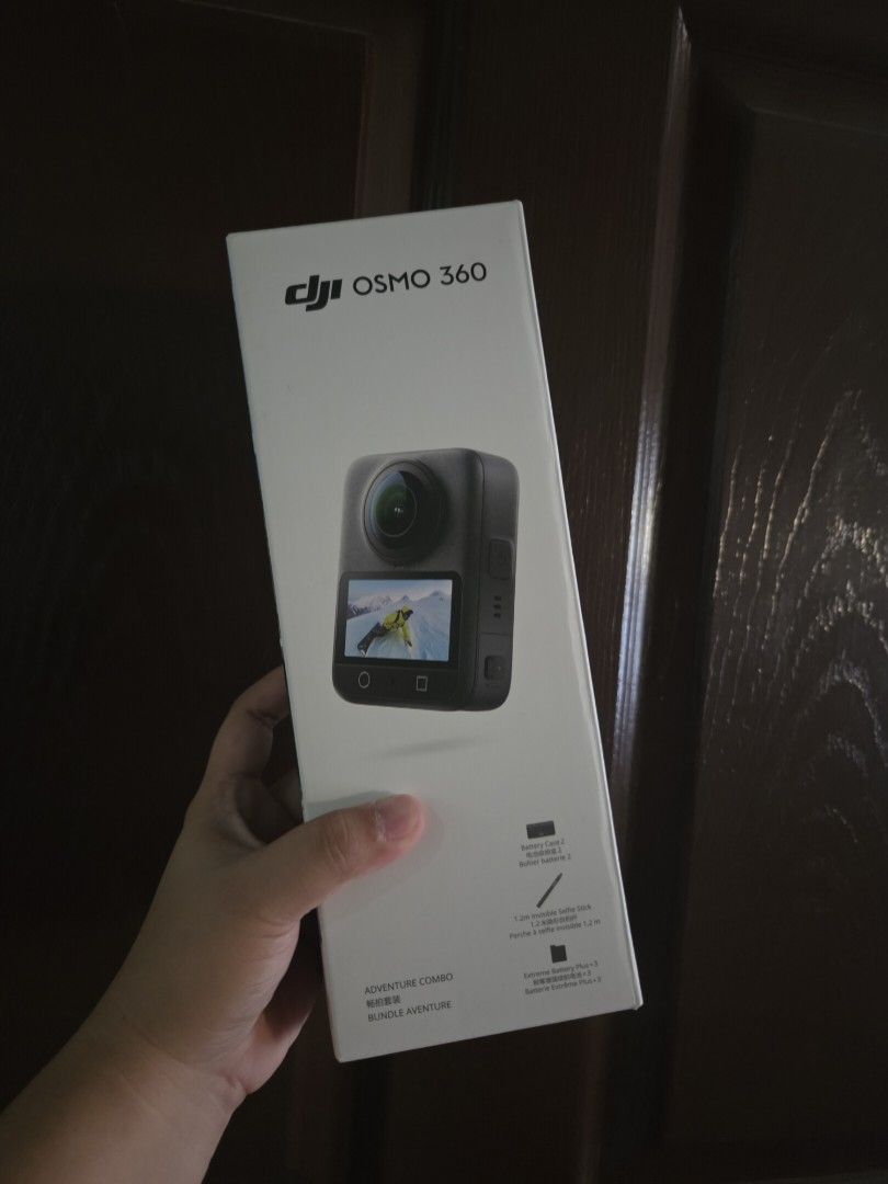 DJI Osmo 360 Adventure Combo (Category: Video Cameras) located in Paranaque City. Submitted by snowcapcollectibles (Listing ID 1467251588, Image 1). Description: - DJI Osmo 360 Adventure Combo Kit - Main camera unit - 1.2m invisible selfie stick - Three extreme batteries with charging case - USB cable and cleaning cloth - Lens guard and protective pouch - Original retail box included - Everything in the photos is included.