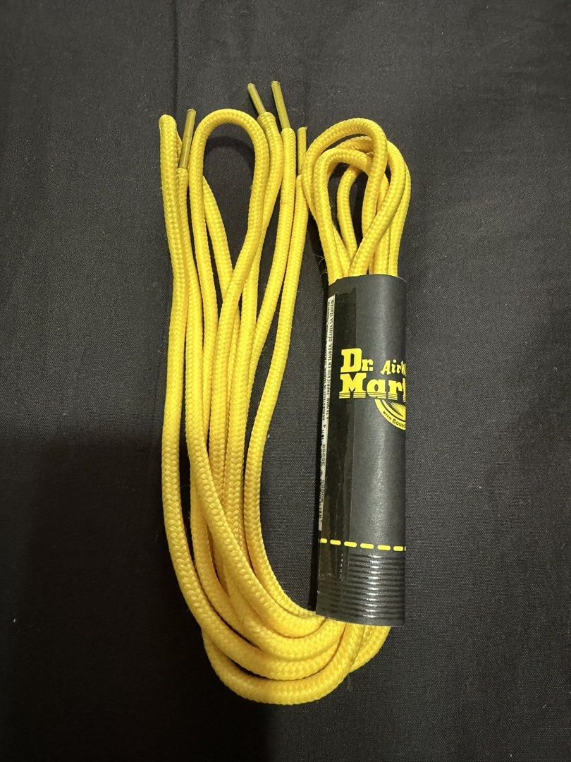 DR MARTENS OFFICIAL PLAIN SOLID YELLOW ROUND LACES 140cm (Category: Boots) located in Pasig City. Submitted by the_queen_bee (Listing ID 1467262173, Image 1). Description: Never used laces, just stocked/tried/fitted.