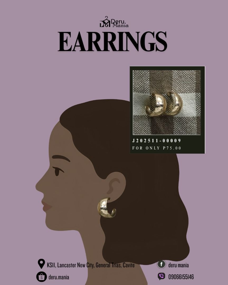 Earrings | J202511-00009 (Category: Earrings) located in Quezon City. Submitted by deru.maniaph (Listing ID 1467179192, Image 1). Description: ✨ Starting at ₱75 — Christmas is near! 🎁 Pwedeng-pwede itong gift for your friends, workmates, or loved ones! 💝 Sabi nga ng kanta, “Give Love on Christmas Day.” ❤️🎶 Spread a little love and make someone smile this Christmas! 🎄🎁 Disclaimer: Deru.mania is not affiliated with any brands posted on this ac