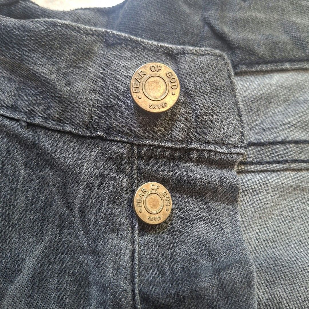 Fear of God Jeans (Category: Jeans) located in San Carlos City. Submitted by phrxyz (Listing ID 1467248982, Image 3). Description: FEAR OF GOD JEANS WAIST 34 LENGTH 41 EXCELLENT CONDITION RIRI ZIP NO ISSUE DM FOR DETAILS.