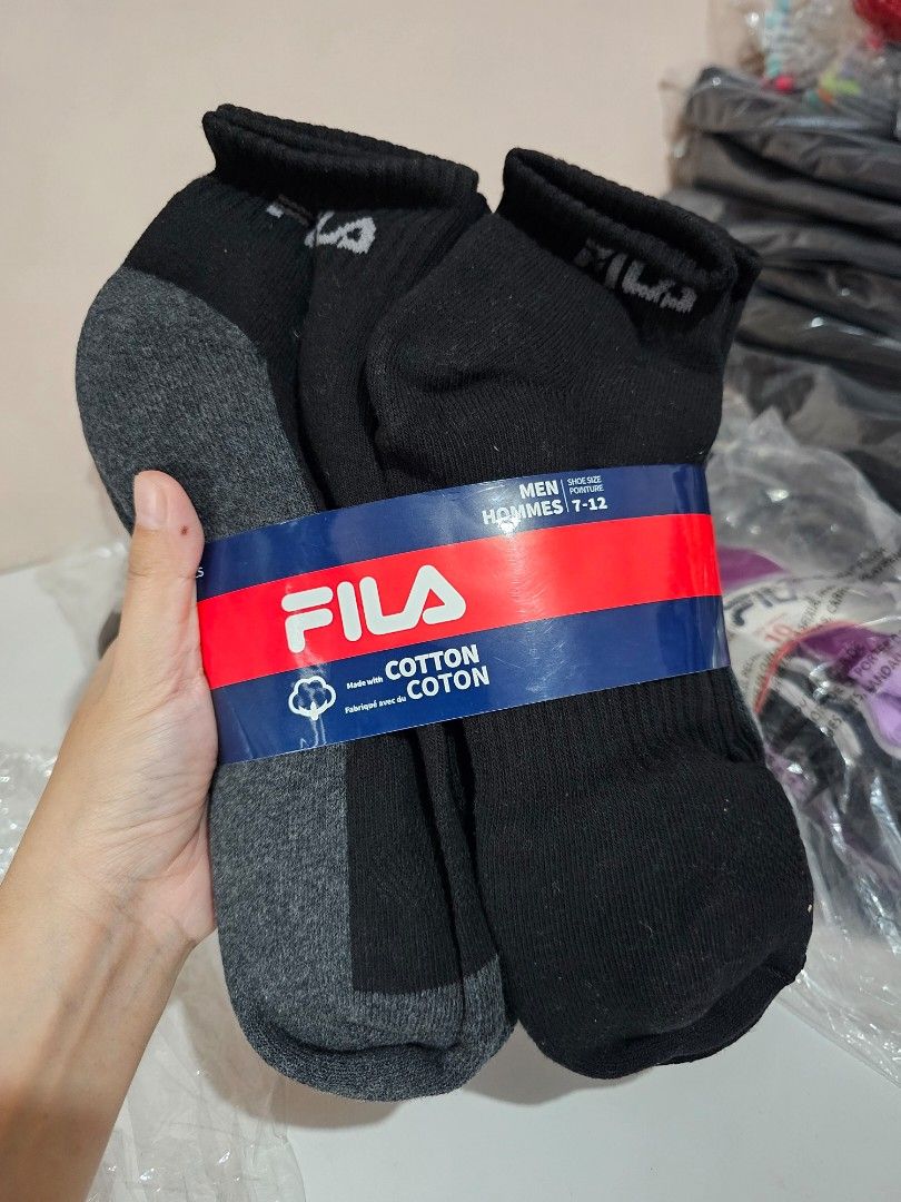 FILA Men's Quarter Socks - 10 pairs (Category: Socks) located in Quezon City. Submitted by senyoramaria2 (Listing ID 1467211533, Image 1). Description: FILA Quarter Socks US Men's 7 - 12 Arch compression for enhanced fit Mesh panels for breathability Cushioned sole for impact protection and comfort 10 pairs #USpasabuy.
