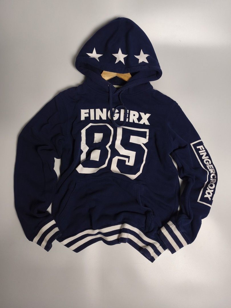 Fingercroxx Blue stripes Hoodie (Decluttering) (Category: Coats, Jackets and Outerwear) located in Puerto Princesa. Submitted by chi_thriftz (Listing ID 1467208855, Image 2). Description: FingerX manage your expectations since this is a thrifted piece. Location: Puerto Princesa City, Palawan 📍 Item is in prestige condition - already washed the items. Brand: Fingercroxx Type: Hoodie Color: Blue Size: Small (on tag) Color Rate: 10/10 Fabric:100% C