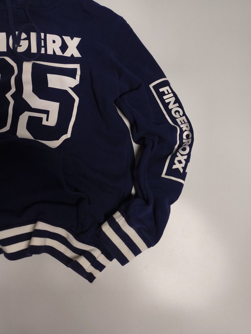 Fingercroxx Blue stripes Hoodie (Decluttering) (Category: Coats, Jackets and Outerwear) located in Puerto Princesa. Submitted by chi_thriftz (Listing ID 1467208855, Image 3). Description: FingerX manage your expectations since this is a thrifted piece. Location: Puerto Princesa City, Palawan 📍 Item is in prestige condition - already washed the items. Brand: Fingercroxx Type: Hoodie Color: Blue Size: Small (on tag) Color Rate: 10/10 Fabric:100% C