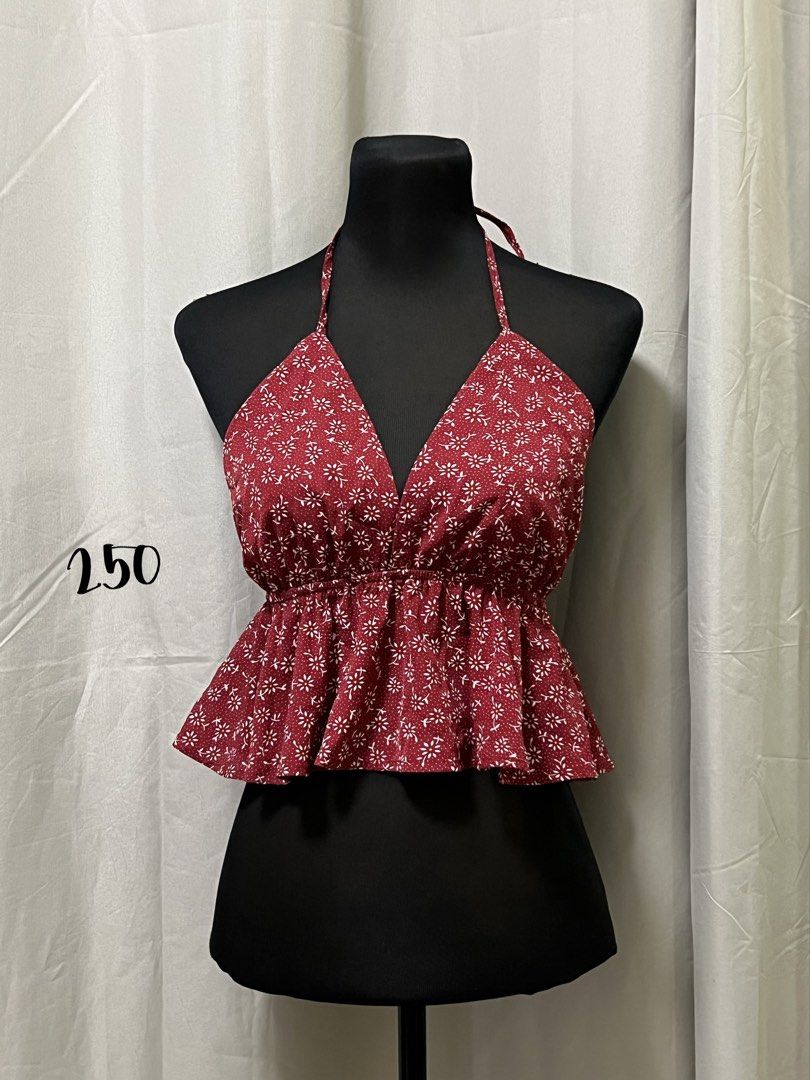Floral tie back halter top (Category: Sleeveless) located in Las Pinas. Submitted by jilanah (Listing ID 1467353728, Image 1). Description: Never used.