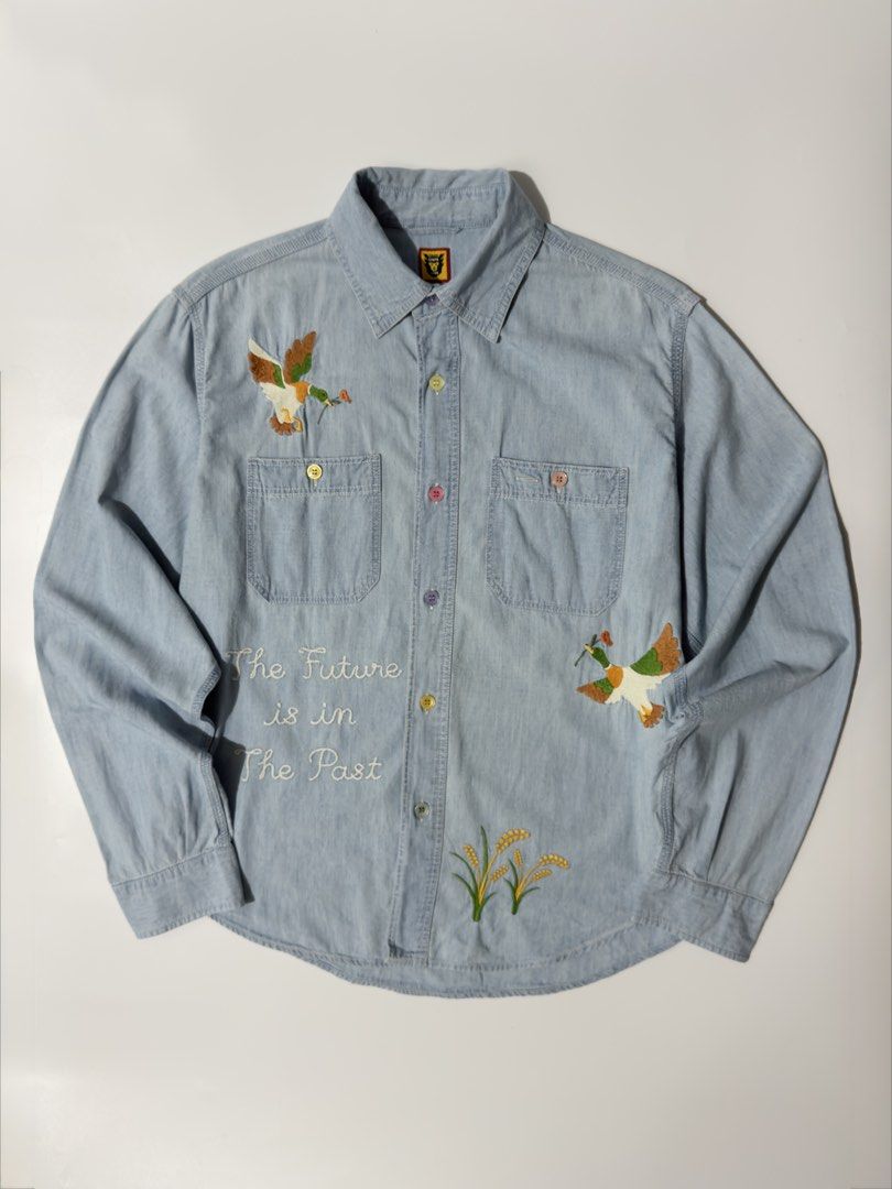 For sale (Category: Tshirts & Polo Shirts ) located in Marikina City. Submitted by hsatstnemesabeht (Listing ID 1467346922, Image 2). Description: Human made chambray work shirt Size small Dimension Width 22 | Length 26 | Back 27 Excellent condition Minor flaws : Check last pic.